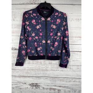 Ultracor Jacket Women's Small Blue Floral Velvet Trim Full Zip Athletic USA